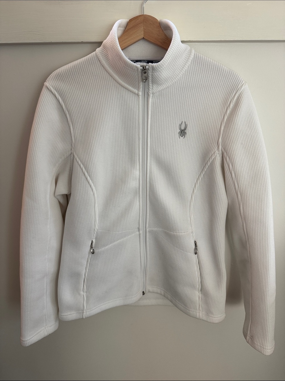 Spyder Core Sweater Full Zip Fleece Jacket White Zip Pockets Ski Layer Women’s L